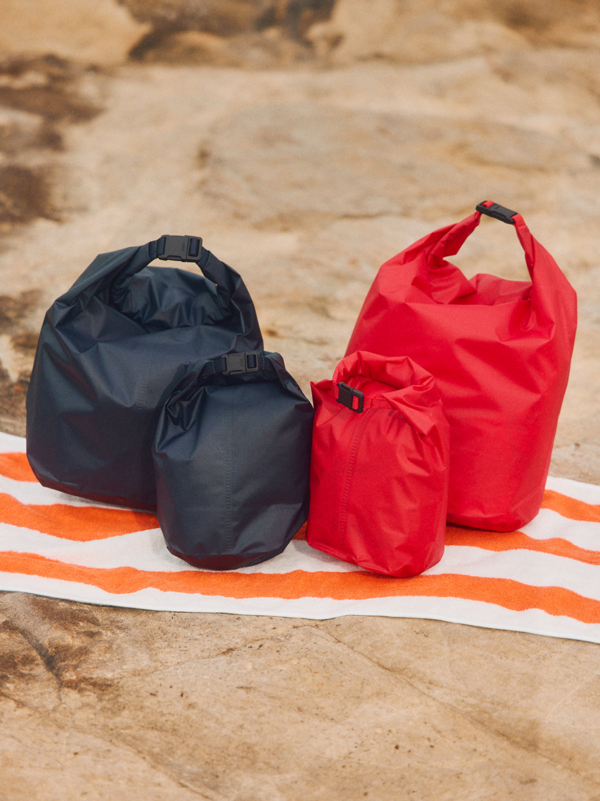 Dry bags on the beach