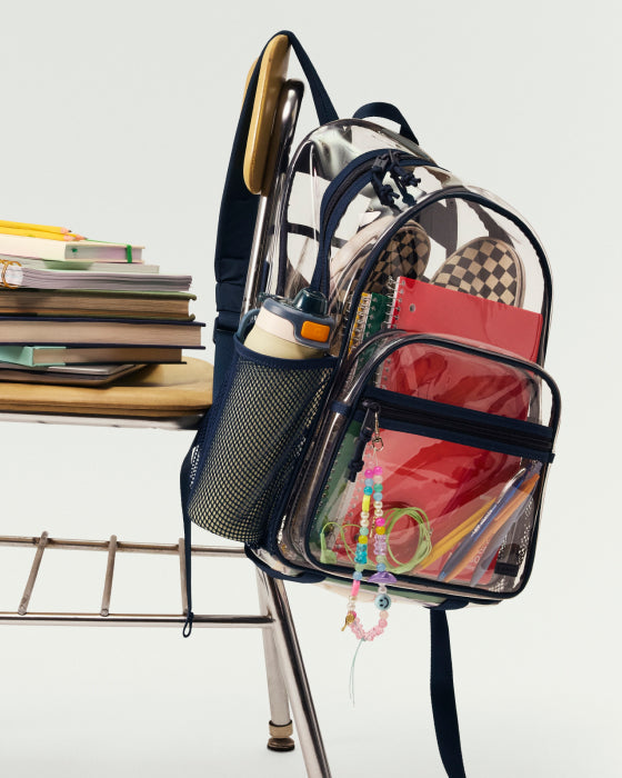 Clear backpack, packed